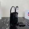 Prada Logo Plaque Small Tote In Black
