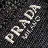 Prada small logo raffia tote black