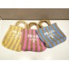 Prada Pink Small raffia tote bag (pink/ blue/ yellow)