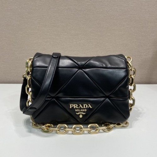 Prada System Nappa Patchwork Black Shoulder Bag
