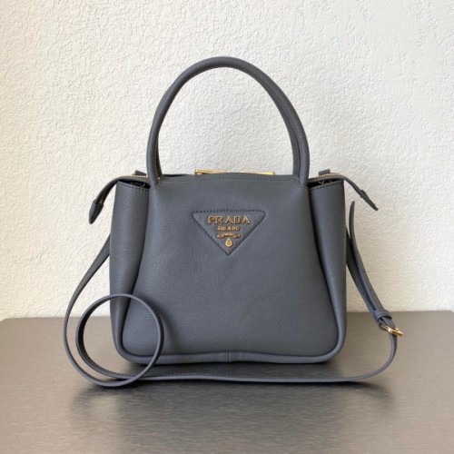 Black Small grey leather handbag 1BC145