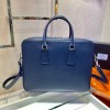 Prada Briefcase Saffiano Blue Leather Work Bag