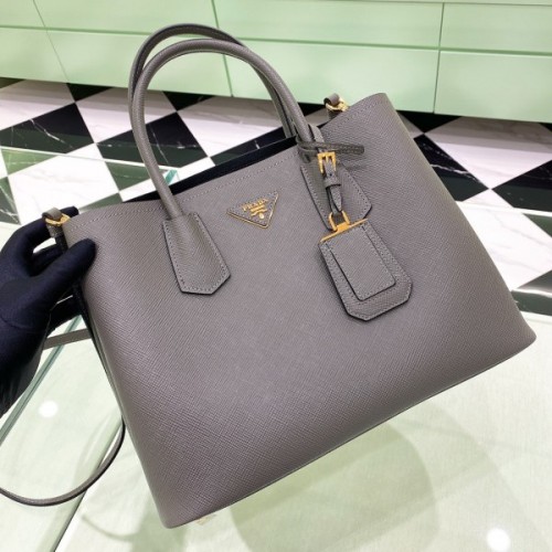 Prada Gray Saffiano Leather Small Galleria Tote Bag