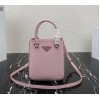 Prada Logo Plaque Small Tote In Pink
