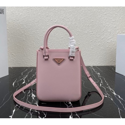 Prada Logo Plaque Small Tote In Pink