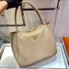 Prada medium logo-plaque beige tote bag