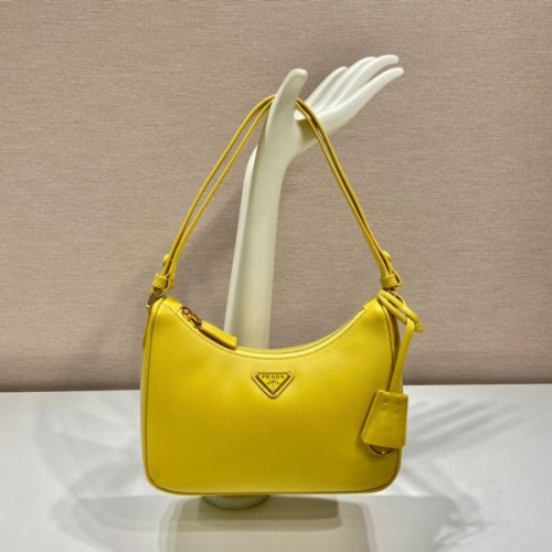 Prada Saffiano Yellow Leather Shoulder Bag