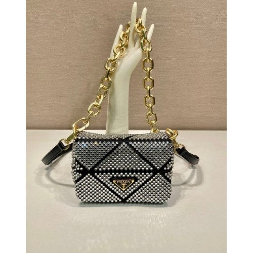 Prada Satin crystals black mini bag