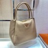 Prada medium logo-plaque beige tote bag