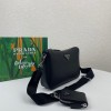 Prada Re-Nylon and Saffiano leather men black shoulder bag