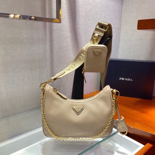 Prada Re-Edition 2005 Saffiano beige leather bag 1BH204