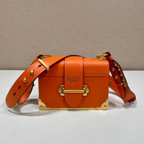 Prada Cahier orange leather shoulder bag 1BD045