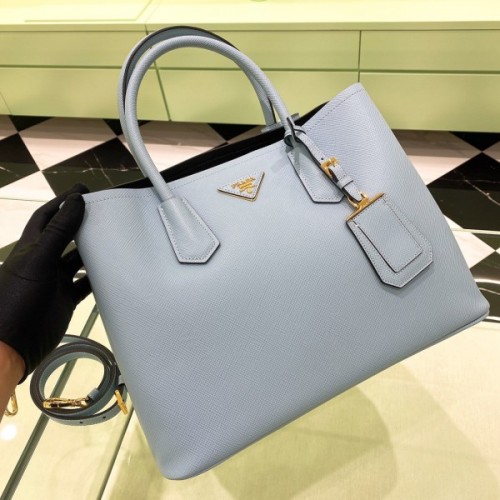 Prada Light Blue Saffiano Leather Small Galleria Tote Bag