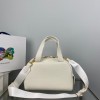 Small leather top-handle white bag
