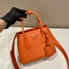Prada Orange Saffiano Leather Mini Galleria Tote Bag