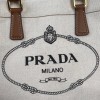 Prada linen blend and leather tote bag BG356