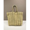 Prada large pink raffia tote bag