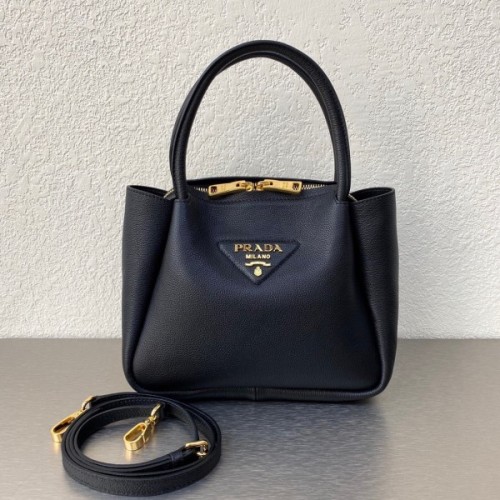 Black Small black leather handbag 1BC145