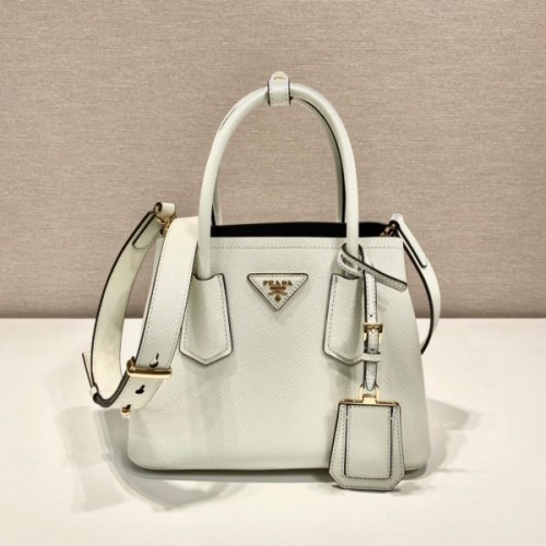 Prada White Saffiano Leather Mini Galleria Tote Bag