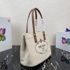 Prada linen blend and leather tote bag BG356
