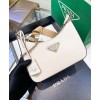 Prada Re-Edition 2005 Saffiano White Leather Silver Hardware Bag
