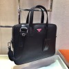 Prada Briefcase Saffiano Black Leather Work Bag