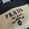 Prada large 2 tone raffia tote bag