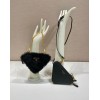 Prada black shearling & saffiano leather mini-pouch