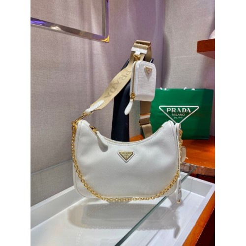 Prada Re-Edition 2005 Saffiano white leather bag 1BH204