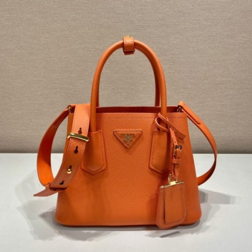 Prada Orange Saffiano Leather Mini Galleria Tote Bag