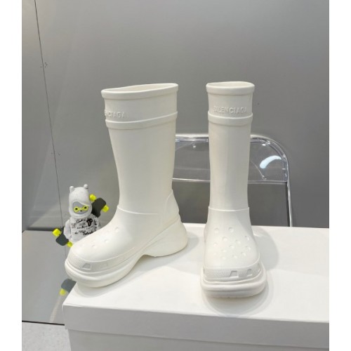 Balenciaga White Crocs High Boots