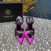 Versace Crystal La Medusa Satin Sling black heels