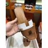 Hermes Slippers White/ Brown
