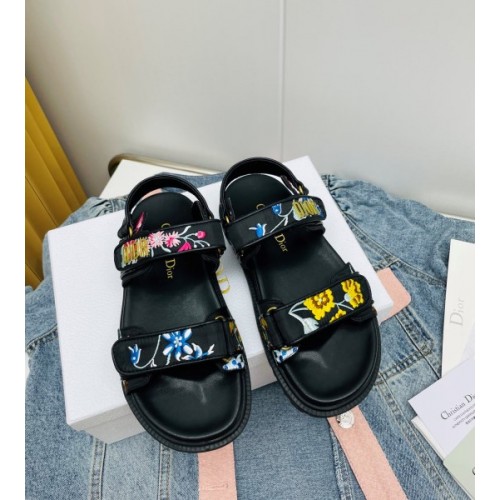 Dior Dioract Black Multicolor fabric sandals