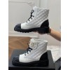 Chanel white CC boots