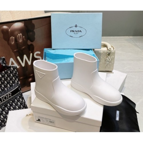 Prada rubber white boots