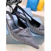 Prada Crystal Embellished Satin Slingback Pump