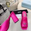 Prada Rose Pink High-Heeled Satin 8.5cm Slides