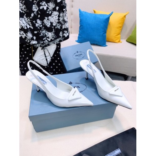 Prada White Leather Slingback Pump