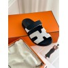 Hermes Chypre white/ black sandal