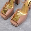 Valentino One Stud beige patent leather platform heels