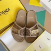 Fendi Feel Light Brown fabric slides