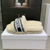 Dior Dway Wool Shearling Fur Black Slippers