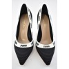 Dior Jadior White Ribbon Logo 10cm Embroidered Cotton Heel Pumps