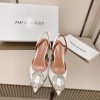 AMINA MUADDI Camelia Satin White 105 Sling Heel