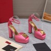 Valentino One Stud pink patent leather platform heels