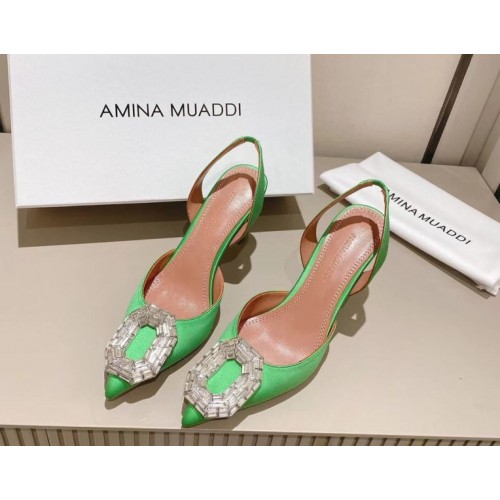 AMINA MUADDI Camelia Satin 105 Sling Heel