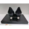 Chanel Black Leather Pearl Heel Pump
