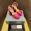 Prada pink satin platform heels