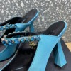 Versace Blue Crystal-Embellished Mule Heels